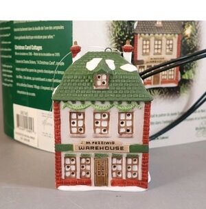 Dept 56 Fezziwigs Warehouse Lighted Ornament Christmas Carol Cottages 98745